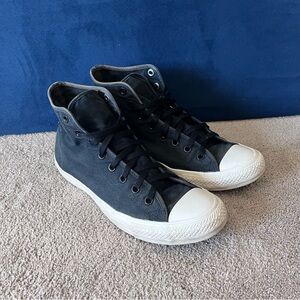 High-Top Canvas Sneakers - Black and White